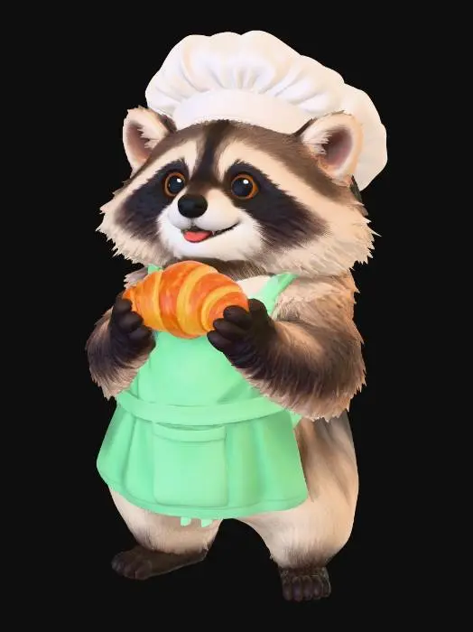 3D model for Croissant Chef Raccoon