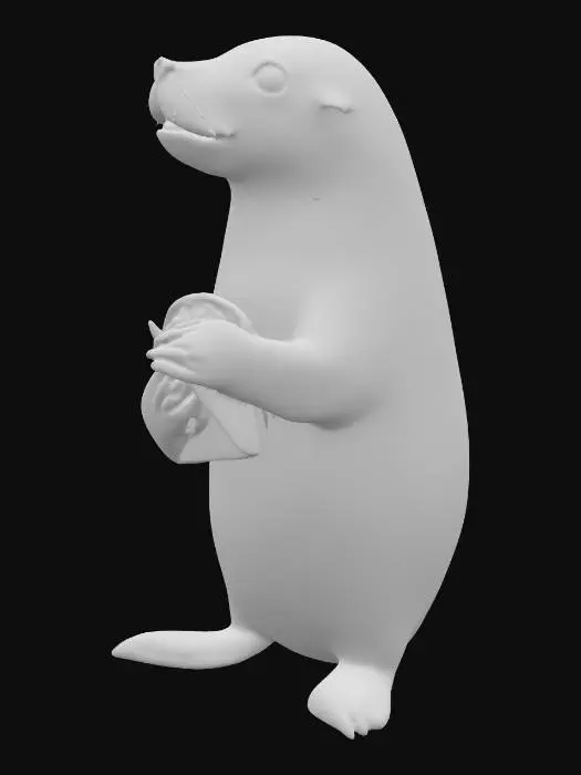 3D model for make a seal holding a taco standing up