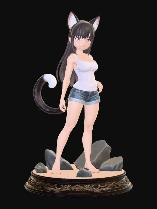 3D model for Catgirl on the Rocks