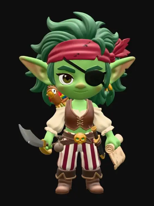 3D model for Goblin Pirate Boatswain