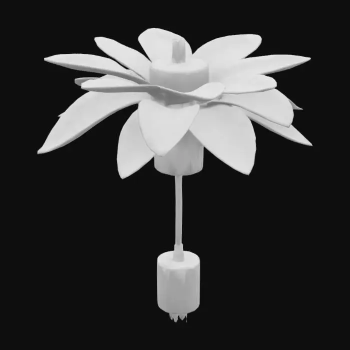 3D model for I need a hanging light that looks like a banana flower. But it should be minimalist, modern and reminiscent of the banana tree flora. It will be about 12cm high and about 15cm long. And it should have a cylindrical shape as it will support a bulb of up to 20w