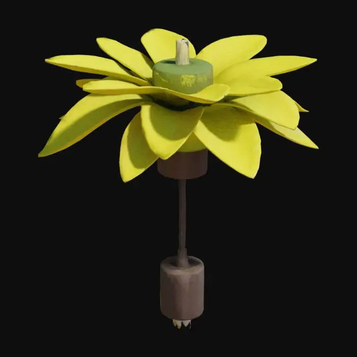 3D model for I need a hanging light that looks like a banana flower. But it should be minimalist, modern and reminiscent of the banana tree flora. It will be about 12cm high and about 15cm long. And it should have a cylindrical shape as it will support a bulb of up to 20w