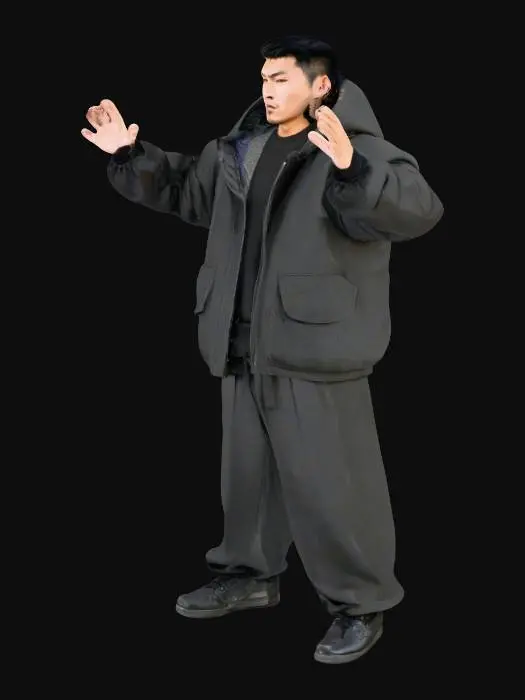 3D model for a modern Asian man. gang style.