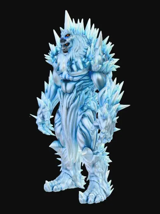 3D model for zrob lodowego golema, z widocznymi krysztalami na calym ciele, niech wyglada przerażająco , #Thanksgiving#