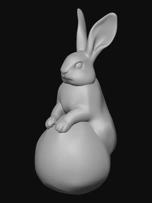 3D model for Wygeneruj mi śmiesznego królika wielkanocnego, siedzącego na wielkim jajku, z wdzięczną pozą