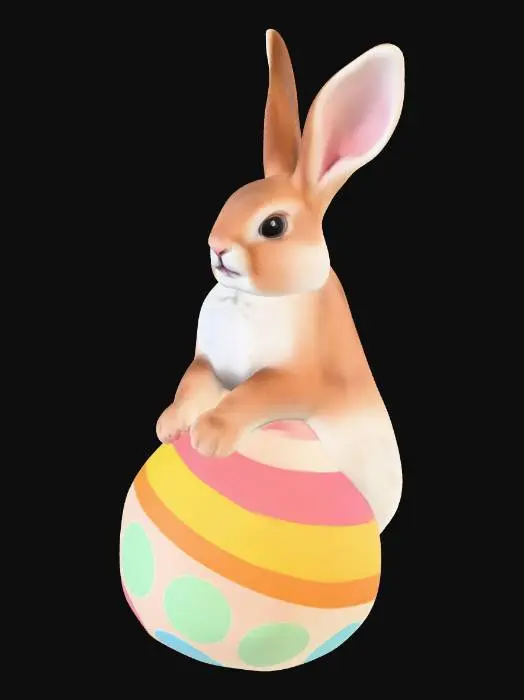 3D model for Wygeneruj mi śmiesznego królika wielkanocnego, siedzącego na wielkim jajku, z wdzięczną pozą