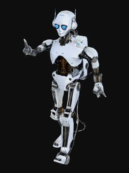3D model for Robot, with metal rods, metal joints, wires, lights