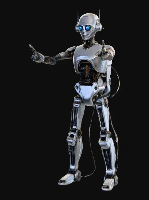 3D model for Robot, with metal rods, metal joints, wires, lights