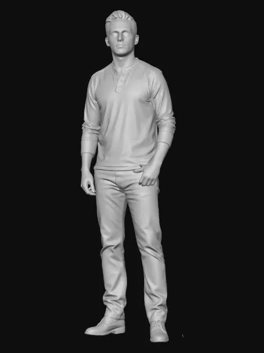 3D model for Casual Olive Henley Outfit
