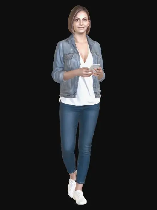 3D model for Casual Denim Look with Phone