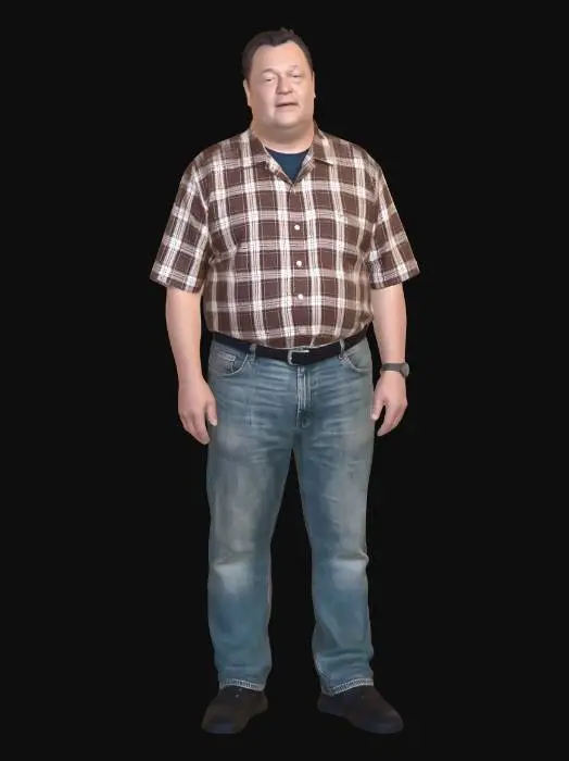 3D model for Casual plaid shirt and jeans