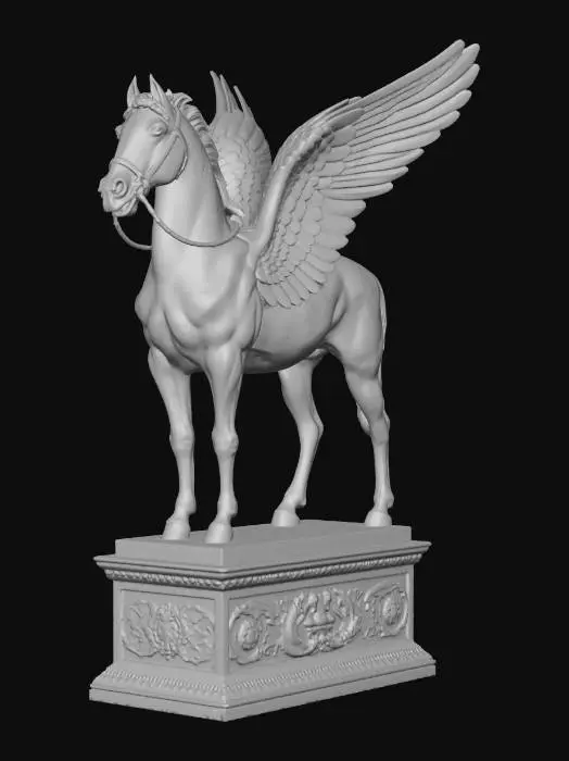 3D model for Winged Pegasus on a pedestal