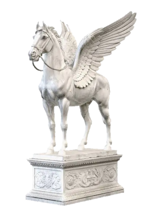 由 Jinsoil 制作的 Winged Pegasus on a pedestal — 使用 Meshy AI 3D 生成器制作，免费下载 FBX OBJ GLB STL