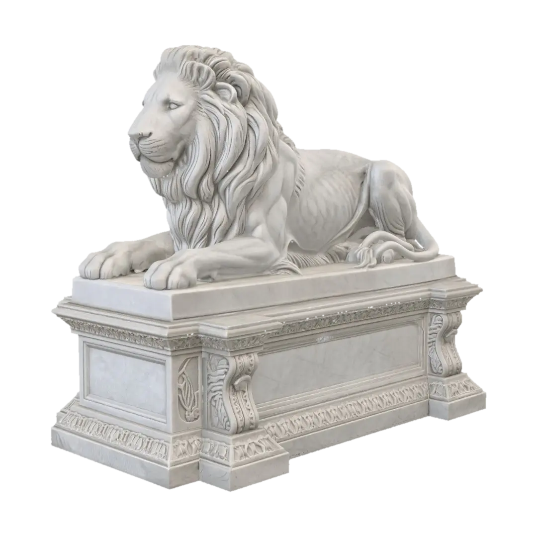 Lying Lion on Marble Pedestal - Statue 的 AI 生成 3D 模型