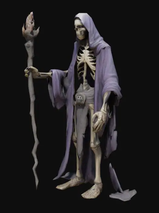 3D model for Sorcerer , DnD , Half Skeleton , ragged clothes