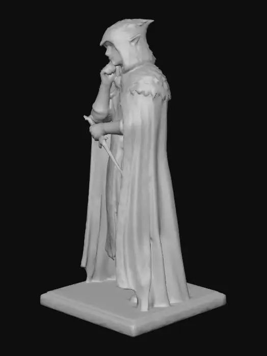 3D model for male elf with a raven hood and cloak , dagger
Pose : Thinking
