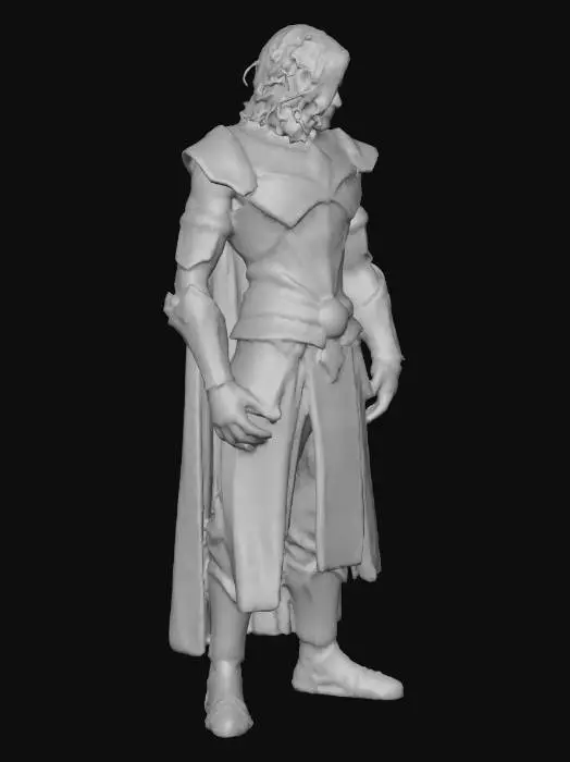 3D model for Male Elf, Black Hair , Light Blue Eyes, Ash-White Skin, Leather Armor