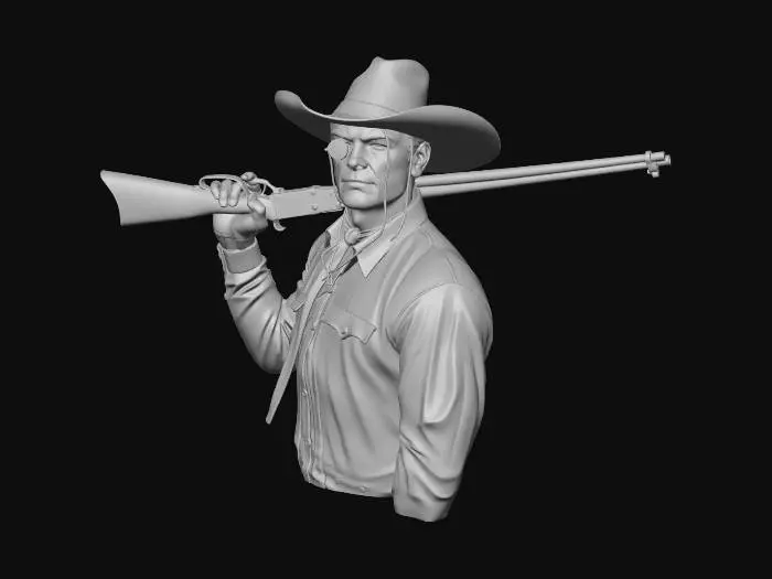 3D model for Cowboy with Rifle