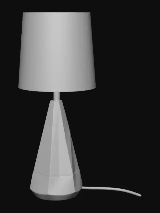 3D model for Design a modern minimalist table lamp with clean geometric shapes, smooth edges, and a neutral color palette (white, beige, matte black). The lamp should have realistic proportions, high-quality PBR materials, and be suitable for interior visualization and real-life manufacturing. Include detailed lighting elements, realistic shadows, and a simple but elegant base.