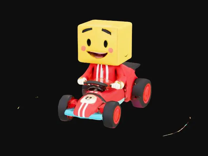 3D model for A Cube shaped Character created to race in a maze vibrant low poly texture 