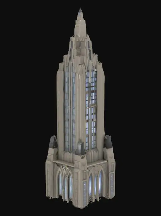 3D model for Please create a Superman The Animated Series Art Deco Inspired Skyscraper
