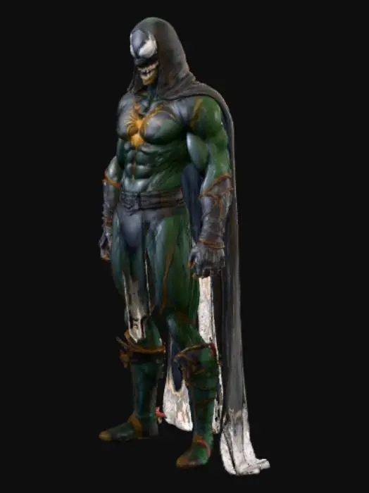 3D model for A mix between Marvels moon knight and venom, rendered in ultra-realistic style, ultra detailed, photo realistic, neutral light