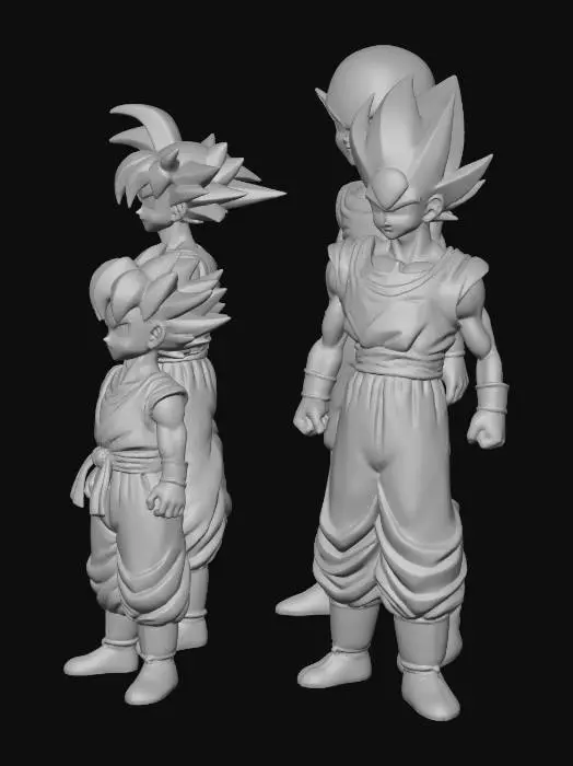 3D model for crie o diorama completo 5 melhores personagens do dragon bal z junto com cheilong