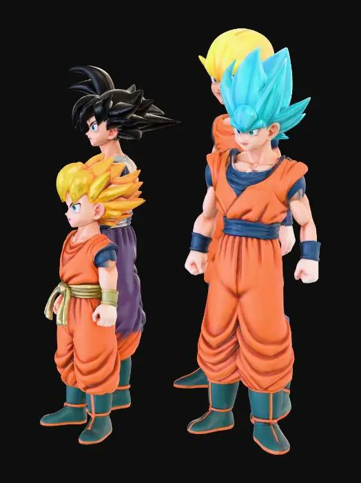 3D model for crie o diorama completo 5 melhores personagens do dragon bal z junto com cheilong