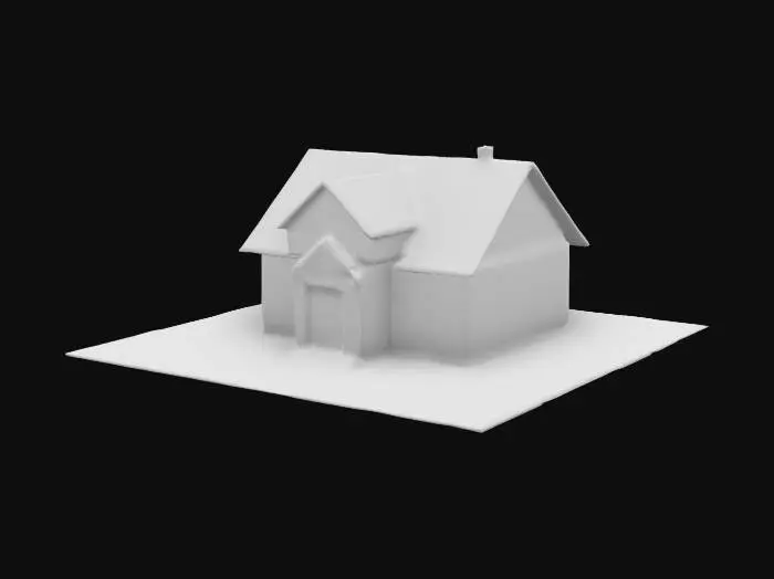 3D model for single-family house, one story, low poly model