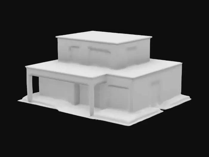 3D model for modern single-family house, one story, low poly model