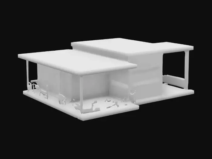 3D model for modern single-family house, one story, low poly model