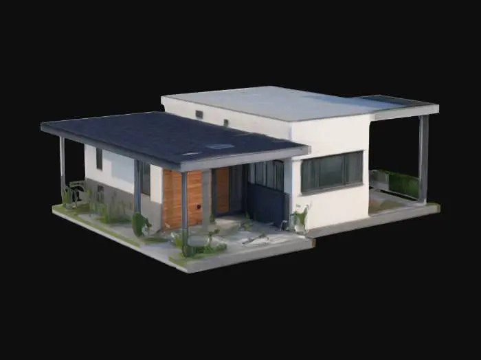3D model for modern single-family house, one story, low poly model