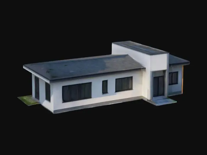 3D model for modern single-family house, one story, low poly model
