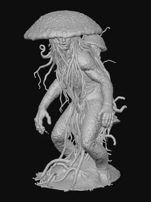 3D model for A towering, fungal tyrant who looks like he crawled out of a forgotten basement and decided to conquer the world. his presence is damp, creeping and inevitable- like decay with a crown