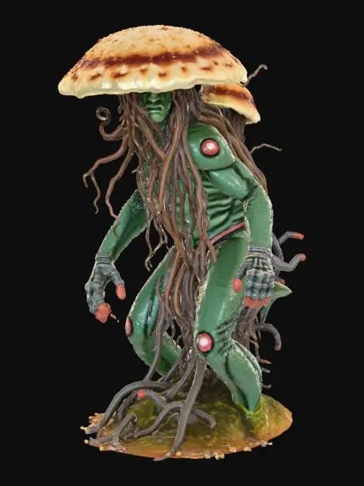 3D model for A towering, fungal tyrant who looks like he crawled out of a forgotten basement and decided to conquer the world. his presence is damp, creeping and inevitable- like decay with a crown