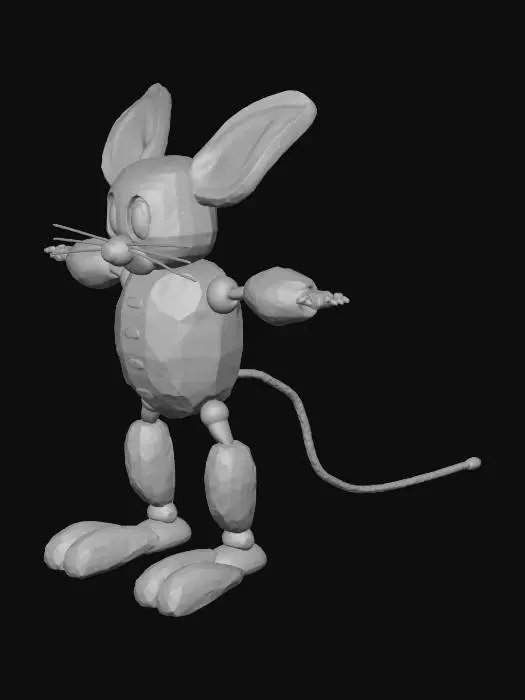 3D model for Un modello in t pose di un topo gigante robot mascotte con le gambe lunghe tipo Huggy Wuggy di Poppy playtime