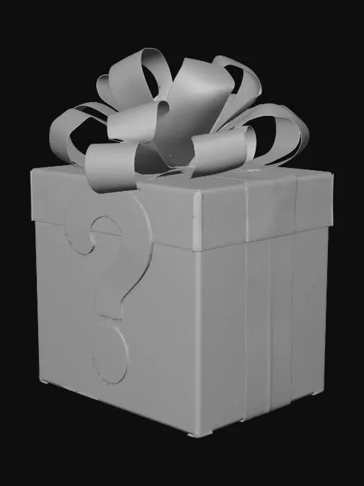 3D model for Eine Geschenkbox mit Schleife und einem Fragezeichen vorne