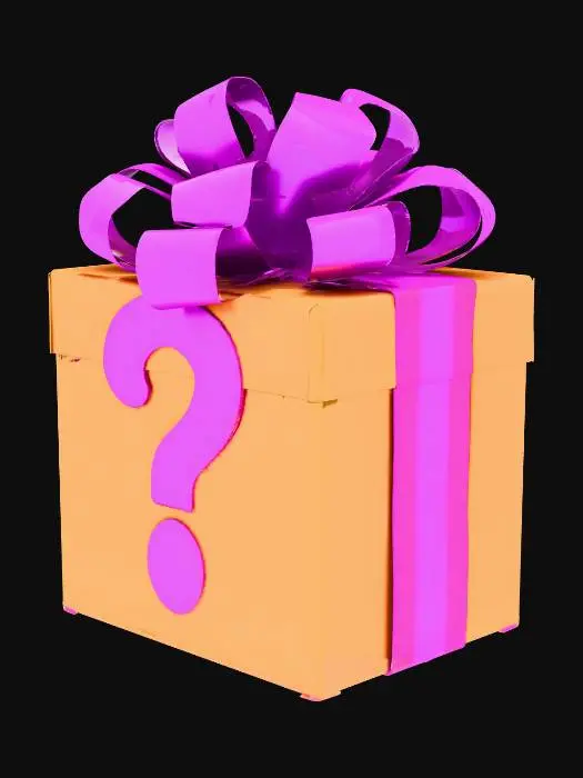 3D model for Eine Geschenkbox mit Schleife und einem Fragezeichen vorne