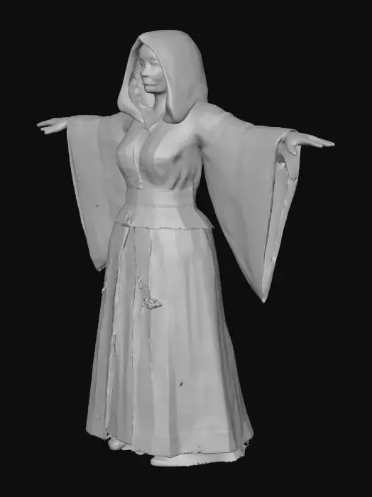 3D model for T-pose human elderly female medieval