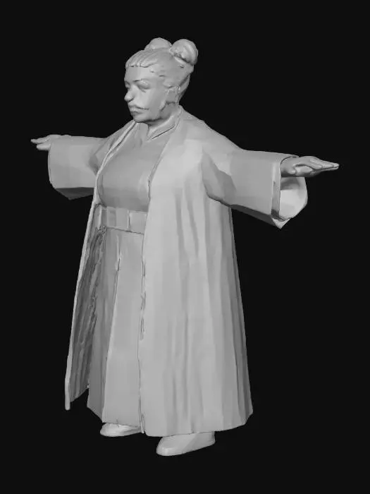 3D model for T-pose human elderly female medieval