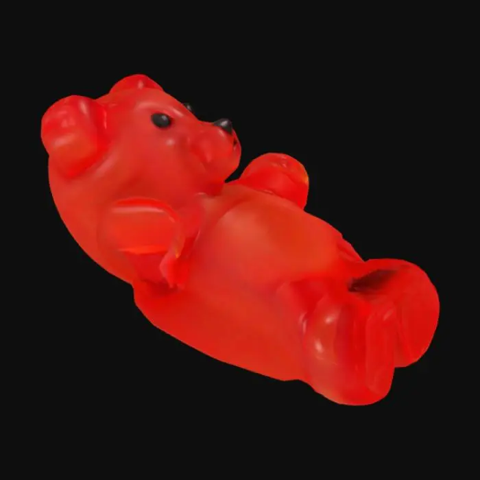 3D model for standing A-pose gummy bear, with arms on side and downwards