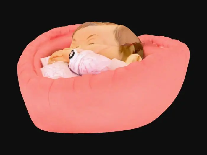 3D model for Create a heart-shaped keychain that cradles a sleeping infant inside