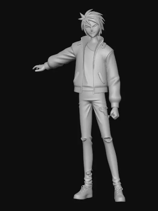 3D model for Anime Style Hero in Red Jacket