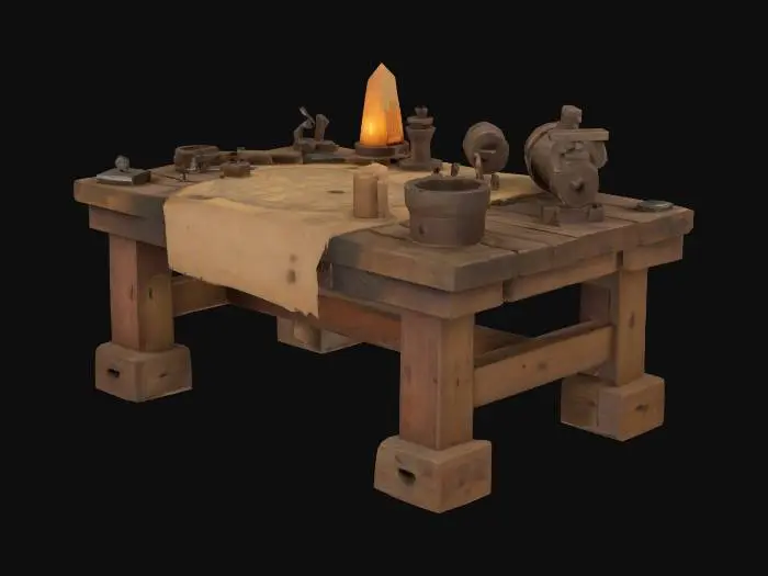 3D model for Table with primitive magitek tools for workshop