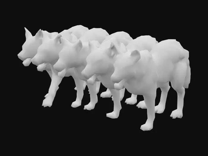 3D model for pack of agressive wolves