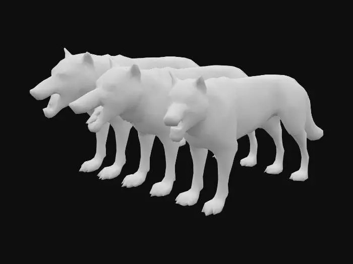 3D model for pack of agressive wolves