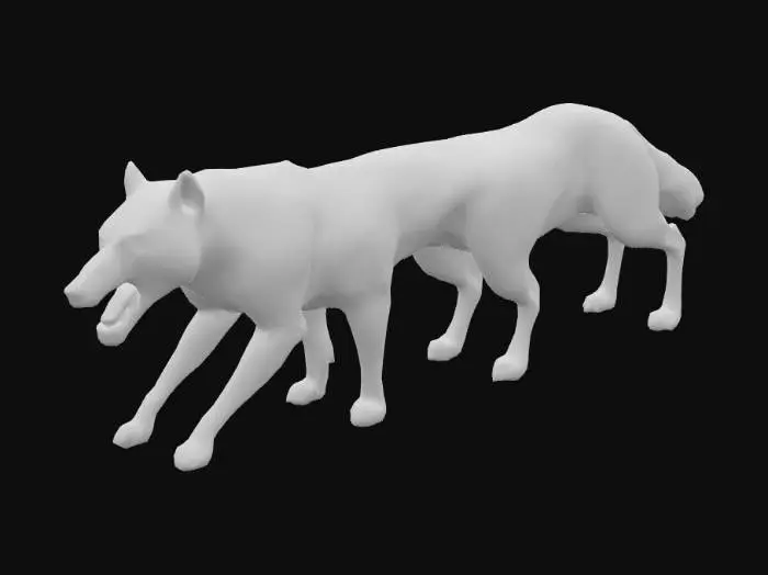 3D model for pack of agressive wolves