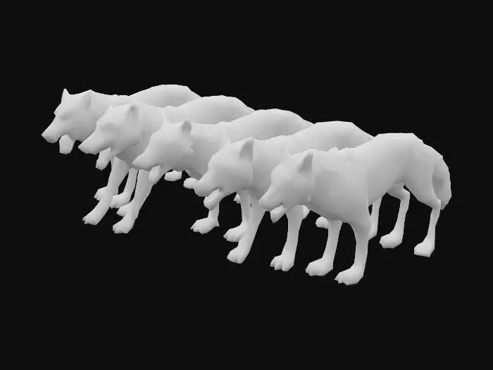 3D model for pack of agressive wolves
