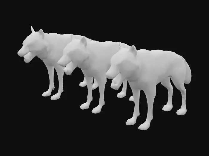 3D model for pack of agressive wolves