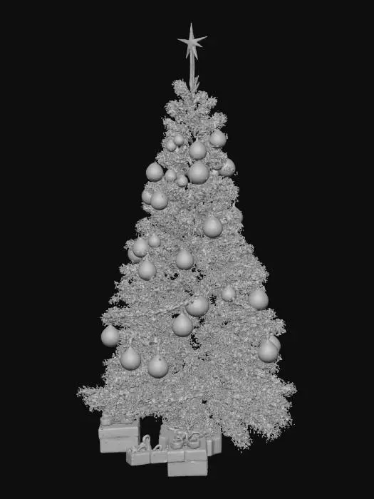 3D model for A tall decorated Christmas tree in ancient Roman style, standing outdoors in an open Roman plaza. The tree is natural green pine with a healthy, realistic shape. Decorations are balanced and festive: laurel ribbons, a moderate number of bronze ornaments, a few gold highlights, and subtle magitech crystals that add a soft glow. The tree topper is a glowing laurel crown that looks elegant, not heavy. The tree still looks like a real Christmas tree, not covered in excessive gold. At the base are Roman-style gifts such as small wooden chests and scroll tubes with faint rune seals. The plaza has marble columns, statues, and torchlight mixed with gentle magitech illumination.
, #Christmas2025#